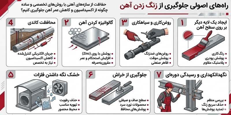 راه های جلوگیری از زنگ زدگی آهن