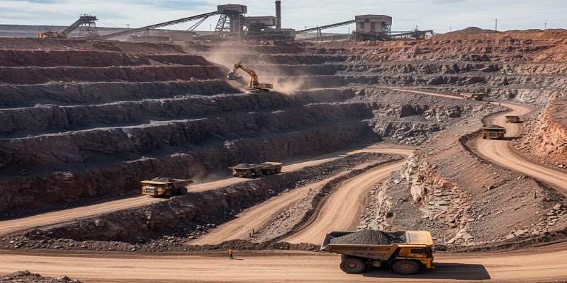 نمایی از استخراج سنگ آهن از معدن