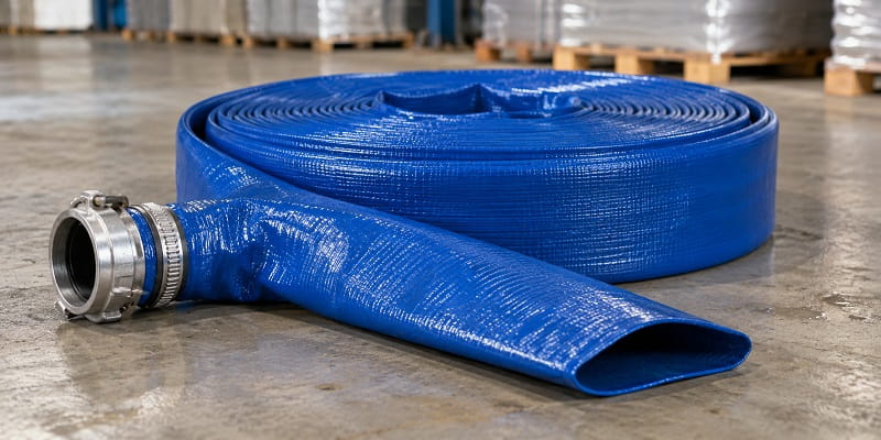 نمای نزدیک لوله لی فلت PVC فشار متوسط به‌ صورت رول‌ شده
