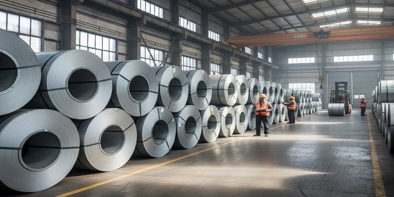 نمایی از ورق اسیدشویی در انبار فولادی