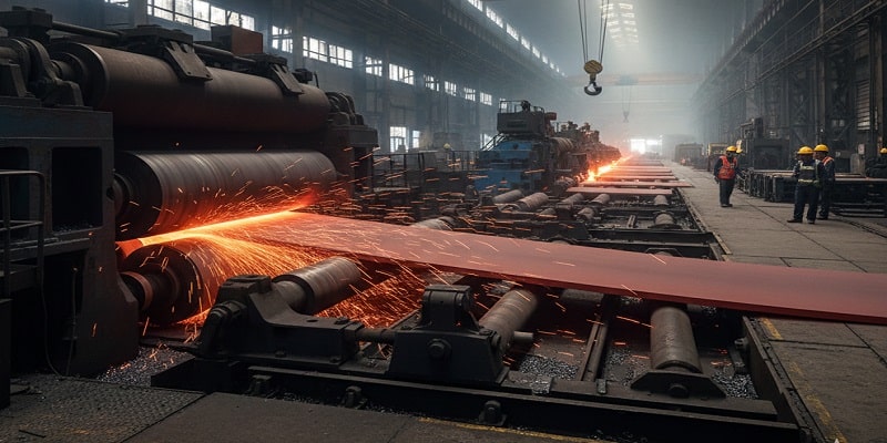 نمایی از فرآیند تولید ورق st12 در کارخانه فولادی