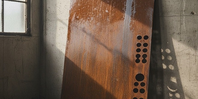 ورق فولادی کورتن با سطح زنگ زده و سوراح کاری شده