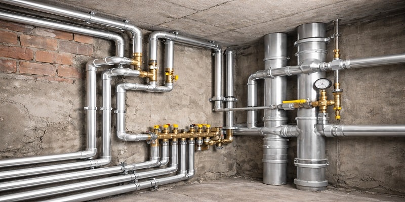 نمایی از لوله کشی آلومینیومی ساختمان