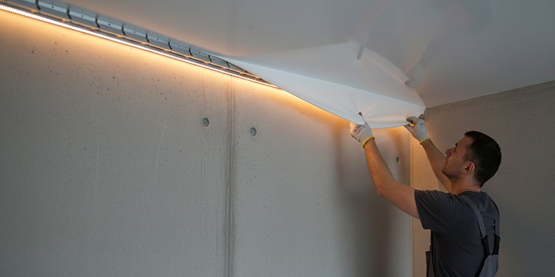 نمایی از نصب پروفیل سقف کشسان