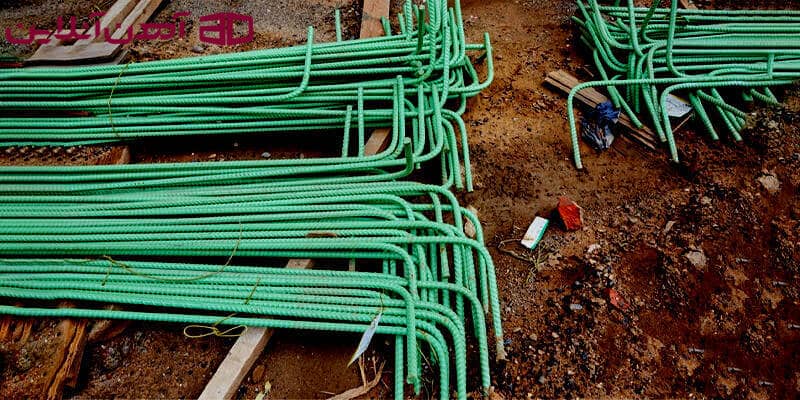 نمایی از خمکاری میلگرد اپوکسی