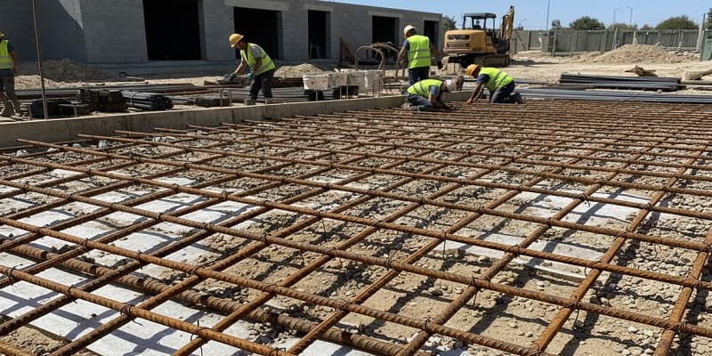 اجرای آرماتوربندی کف با استفاده از میلگرد آجدار