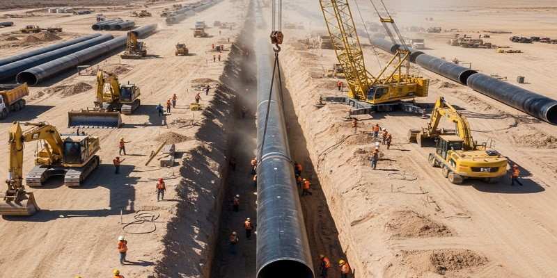 نمایی از کاربرد لوله اسپیرال ضخامت 6 سایز 18 اینچ 12 متری کارخانه کالوپ