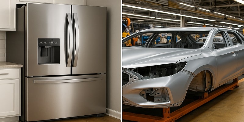 از ورق فولادی برای ساخت لوازم خانگی و قطعات خودرو استفاده می شود.