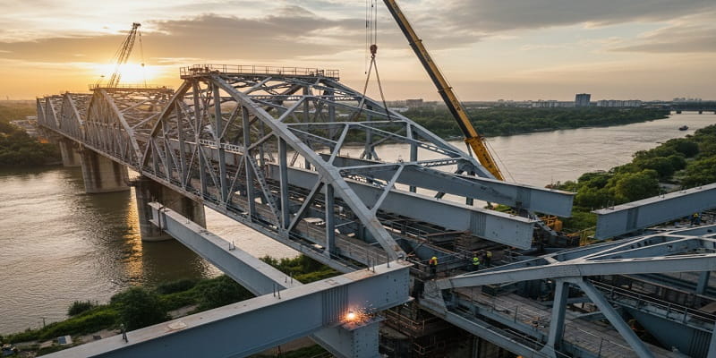 از تیرآهن برای پل سازی استفاده می شود.