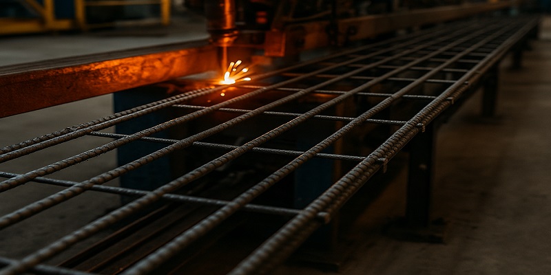 نمایی از فرآیند تولید میلگرد بستر