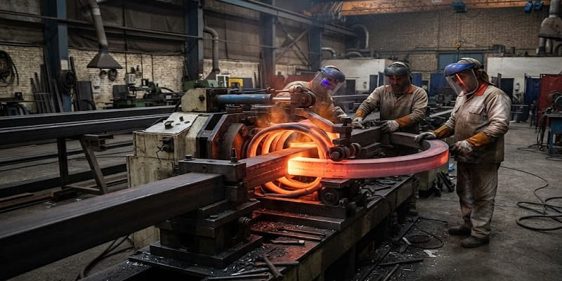 فرآیند خمکاری القایی حرارتی پروفیل فولادی در کارگاه