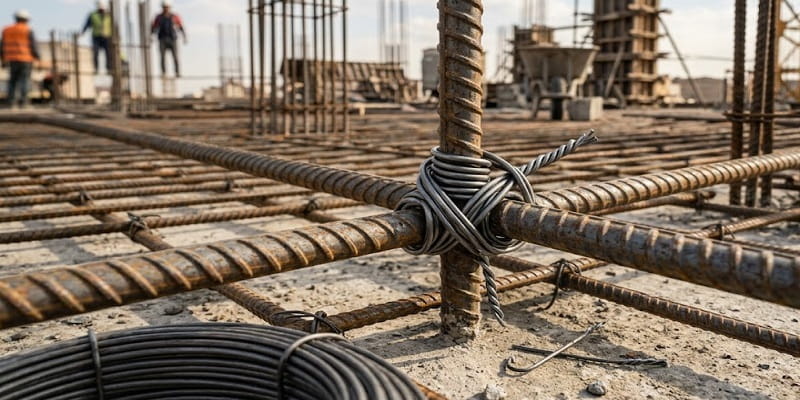 بستن میلگردها با گره اصطکاکی سیم آرماتوربندی