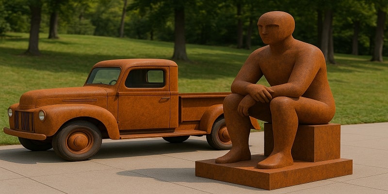 از ورق کورتن در ساخت مجسمه های محوطه باز استفاده می شود.