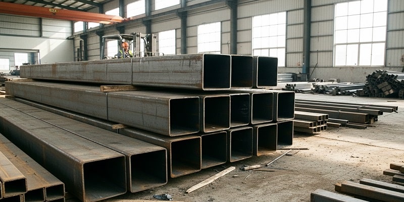 نمایی از قوطی ستونی در انبار فولادی