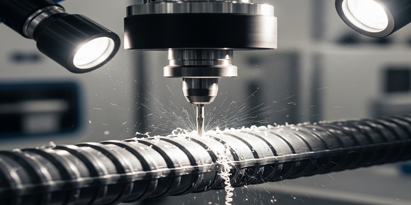 نمایی از ماشین کاری میلگرد پلی آمید