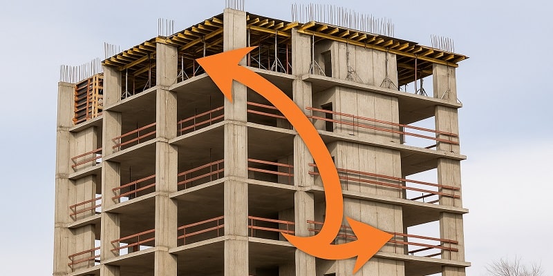 نمایی از نیروی پیچشی وارده بر ساختمان