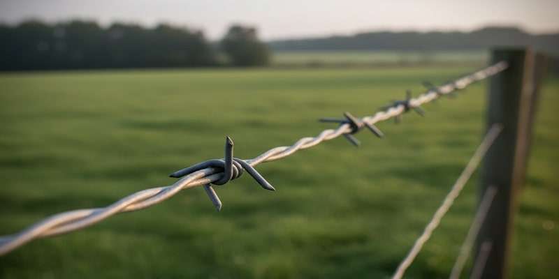 از سیم خاردار خطی برای حصارکشی زمین های کشاورزی استفاده می شود.