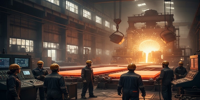 نمایی از تولید فولاد در کارخانه فولادی