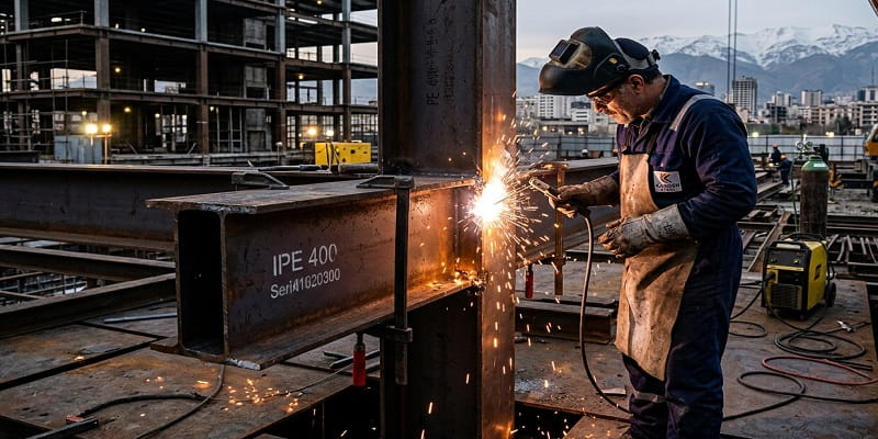 جوشکاری تیرآهن دوبل در پروژه ساختمانی