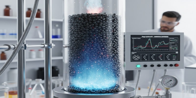 از سنگ آهن به عنوان کاتالیزور در واکنش های شیمیایی استفاده می شود.