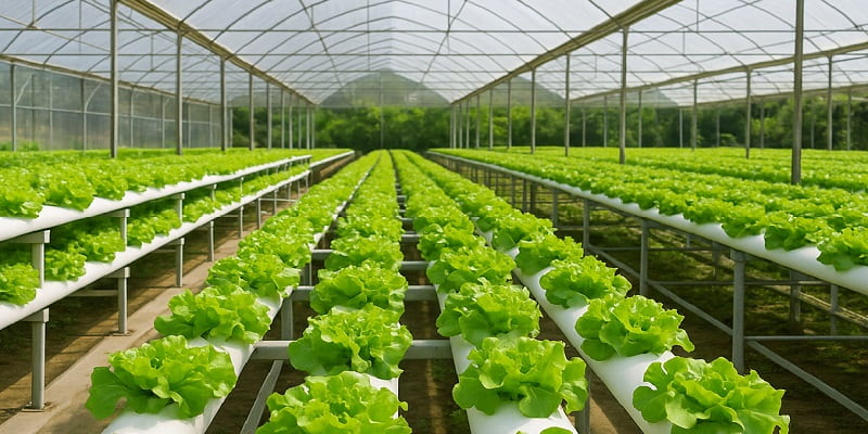 نمایی از گلخانه هیدروپونیک