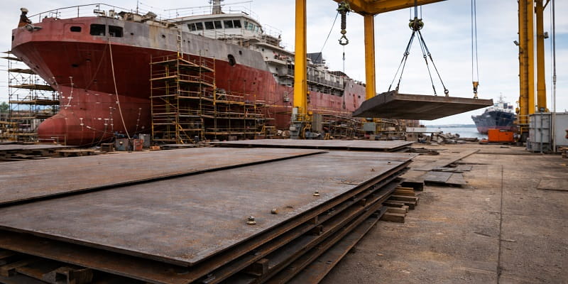 کاربرد ورق A283 ضخامت 8 میلیمتر ابعاد 2000*6000 فابریک کارخانه اکسین اهواز در کشتی سازی