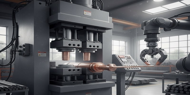 نمایی از فورجینگ سرد روی قطعات فلزی