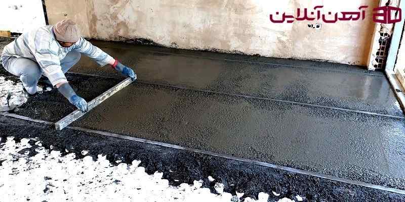 کروم بندی با قوطی فلزی و عملیات ترازگیری ملات برای شیب بندی کف